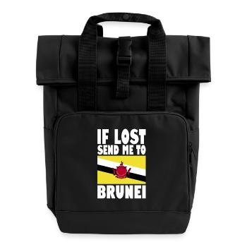 Brunei Flagge Spruch - Rolltop Rucksack mit zwei Griffen - Schwarz - Vorne