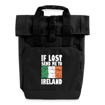 Ireland Flag Saying - Roll Top Backpack with Two Handles - black - Front