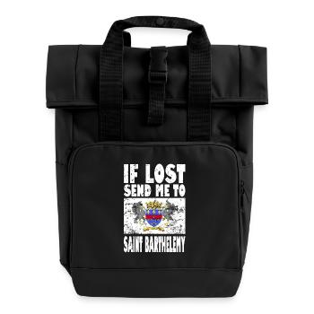 Saint Barthélemy Flag Saying - Roll Top Backpack with Two Handles - black - Front