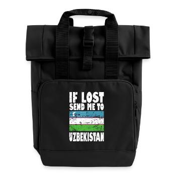 Drapeau de l’Ouzbékistan - Sac à dos Roll Top à deux anses - noir - Devant