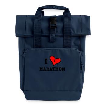 I love marathon - Roll Top Backpack with Two Handles - navy - Front