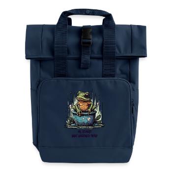 The Really Interested Frog in the Pond - Roll Top Backpack with Two Handles - navy - Front