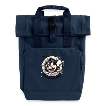 Intense and dynamic mouse wants to tear down walls - Roll Top Backpack with Two Handles - navy - Front