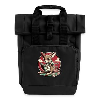 Un kangourou triste lit un livre sur la conformité - Sac à dos Roll Top à deux anses - noir - Devant