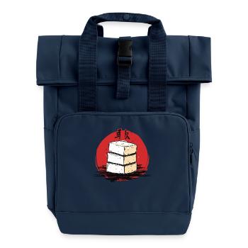 A stack of Japanese tofu - Roll Top Backpack with Two Handles - navy - Front