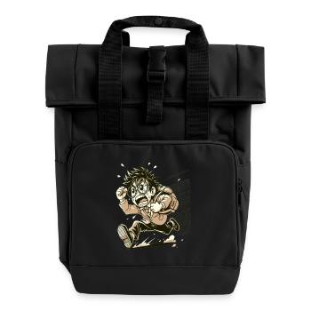Japanese nerdy angry otaku - Roll Top Backpack with Two Handles - black - Front