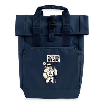 Gorilla with a shield: There is nothing to see here - Roll Top Backpack with Two Handles - navy - Front