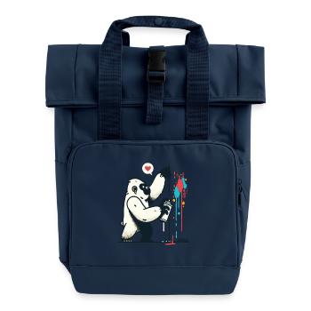 Graffiti gorilla with spray can - Roll Top Backpack with Two Handles - navy - Front