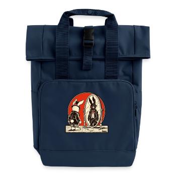 Düsterer Hase vor zerbrochenem Spiegel - Rolltop Rucksack mit zwei Griffen - Navy - Vorne