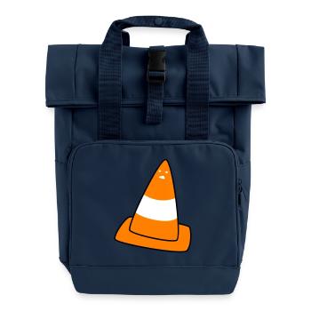Leitkegel mit Gesicht - Rolltop Rucksack mit zwei Griffen - Navy - Vorne