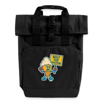 Rebellisches Eis mit „Das System schmelzen“ - Rolltop Rucksack mit zwei Griffen - Schwarz - Vorne