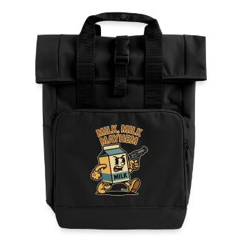 A milk, milk carton in retro madness - Roll Top Backpack with Two Handles - black - Front