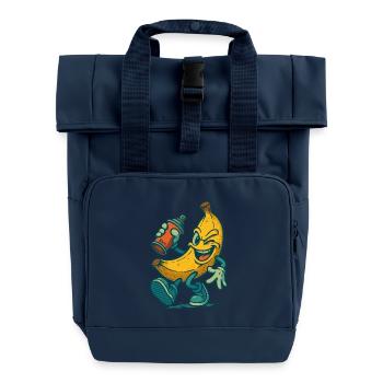 Cheeky banana with spray can - Roll Top Backpack with Two Handles - navy - Front