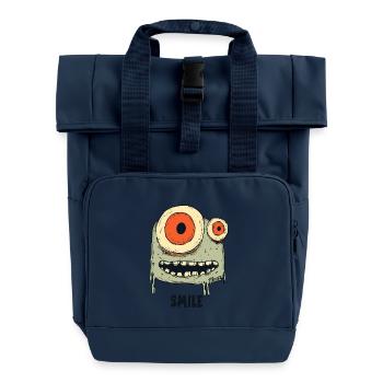 Gruseliges Monster mit großen Augen - Rolltop Rucksack mit zwei Griffen - Navy - Vorne