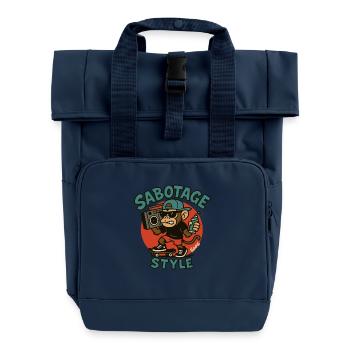 Cooler Affe mit Skateboard und Spraydose Style - Rolltop Rucksack mit zwei Griffen - Navy - Vorne