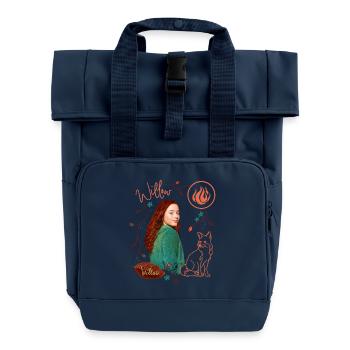 "Ein Mädchen Namens Willow" Willow Mit Fuchs Rufus - Rolltop Rucksack mit zwei Griffen - Navy - Vorne