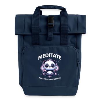 Meditate Panda Find Your Inner Peace - Roll Top Backpack with Two Handles - navy - Front