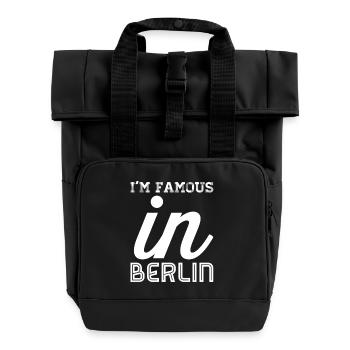 Im famous in berlin white - Roll Top Backpack with Two Handles - black - Front