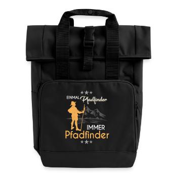 Einmal Pfadfinder immer Pfadfinder - Rolltop Rucksack mit zwei Griffen - Schwarz - Vorne