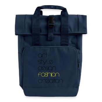 Fashion - Roll Top Backpack with Two Handles - navy - Front