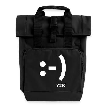 Smile Y2K White - Roll Top Backpack with Two Handles - black - Front