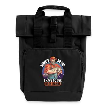 Angler saying with fish - Roll Top Backpack with Two Handles - black - Front