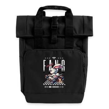 Catch Me Bunny Racer Race Car - Roll Top Backpack with Two Handles - black - Front