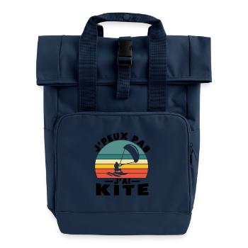 I Can't I Kite Gift Humor - Roll Top Backpack with Two Handles - navy - Front