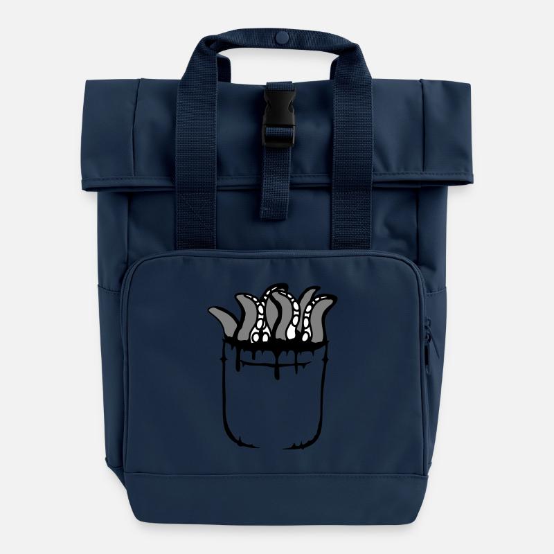 Tentakel Brusttasche Oktopus Monster Hemdtasche - Rolltop Rucksack mit zwei Griffen - Navy