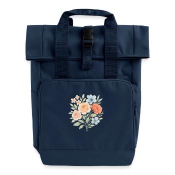 Blütentraum – nostalgic & tender - Roll Top Backpack with Two Handles - navy - Front