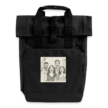 Abend mit Freunden - Rolltop Rucksack mit zwei Griffen - Schwarz - Vorne