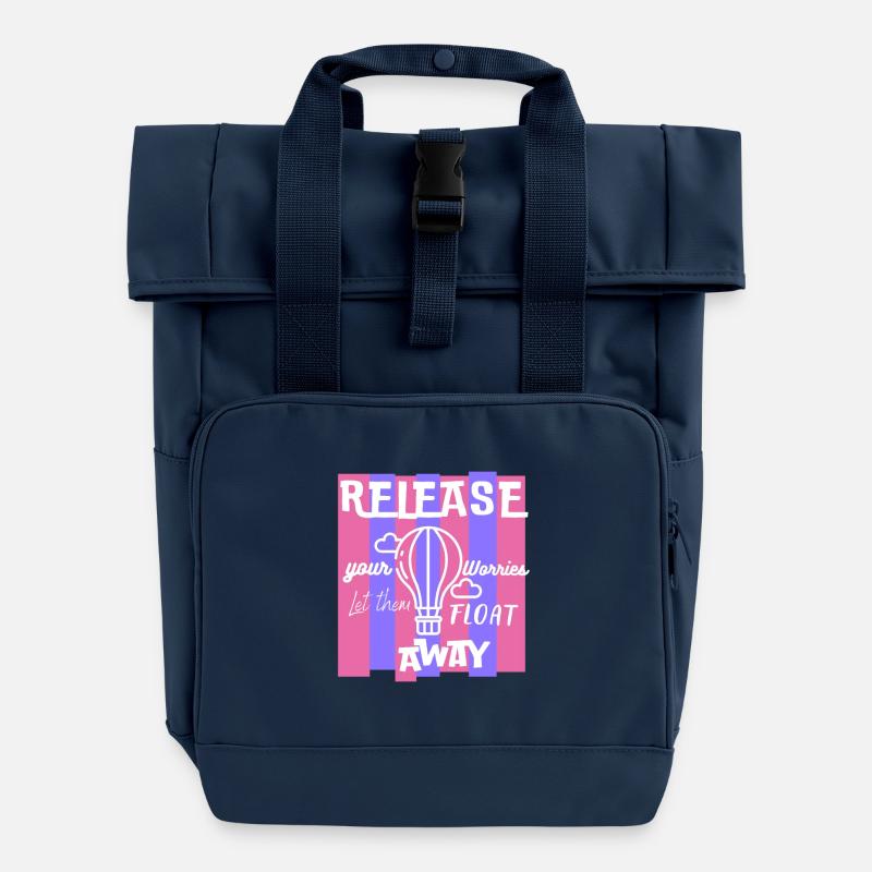 Release Your Worries Float Away - Roll Top Backpack with Two Handles - navy