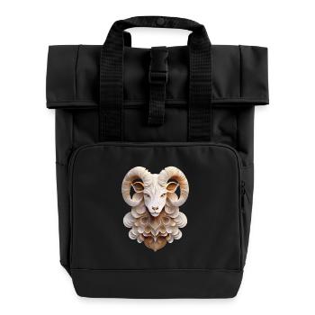 Sternzeichen Widder - Rolltop Rucksack mit zwei Griffen - Schwarz - Vorne