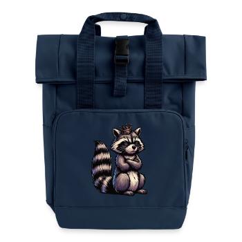 raccoon, raccoon, woodland animal, funny raccoon - Roll Top Backpack with Two Handles - navy - Front
