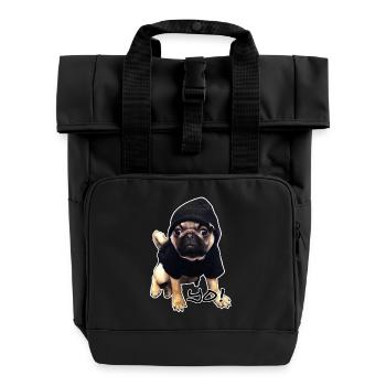yo_mops_3 - Roll Top Backpack with Two Handles - black - Front