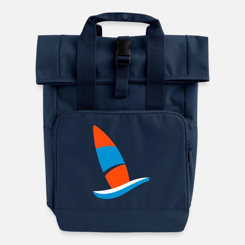 Windsurfing Logo - Roll Top Backpack with Two Handles - navy