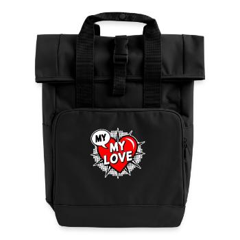 MY LOVE 2025 T-Shirt-Geschenk für Sie - Rolltop Rucksack mit zwei Griffen - Schwarz - Vorne