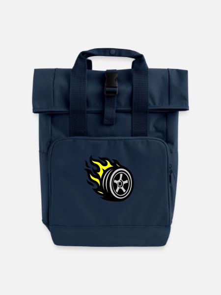 Reifen Flamme - Rolltop Rucksack mit zwei Griffen - Navy