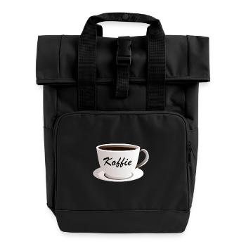 Delicious cup of coffee with imprint Coffee - Roll Top Backpack with Two Handles - black - Front
