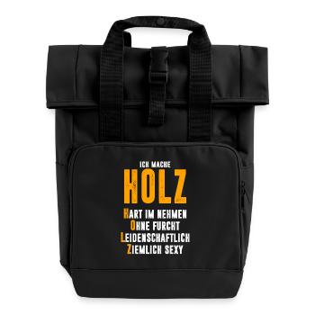bois - Sac à dos Roll Top à deux anses - noir - Devant
