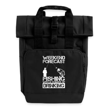 Fishing Weekend Forecast Drinking - Roll Top Backpack with Two Handles - black - Front