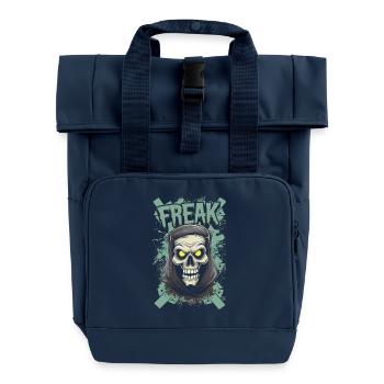 Freak - Skull, Totenkopf - Rolltop Rucksack mit zwei Griffen - Navy - Vorne