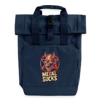 Metal Sucks Skull mit Pentagramm, Totenkopf - Rolltop Rucksack mit zwei Griffen - Navy - Vorne
