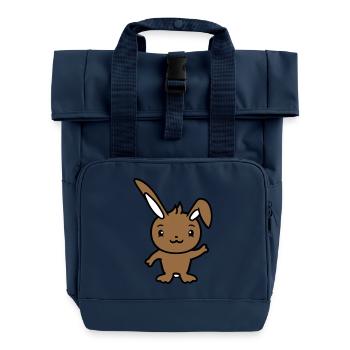 Hase winkt freundlich Begrüßung Hand winken Hallo - Rolltop Rucksack mit zwei Griffen - Navy - Vorne