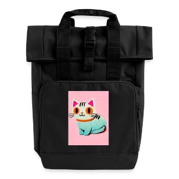 The Purrfect Day dream - Roll Top Backpack with Two Handles - black - Front