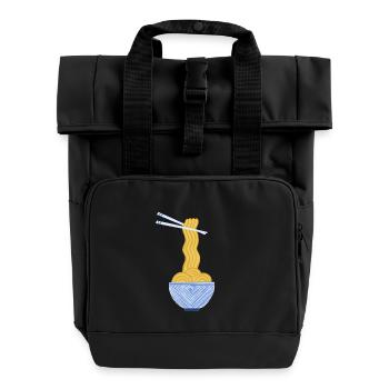 Japanese noodles - Roll Top Backpack with Two Handles - black - Front