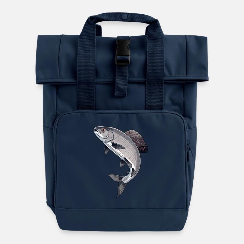 Pêche à l’ombre Pêche à la mouche - Sac à dos Roll Top à deux anses - bleu marine