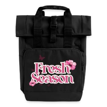 Frische Saison-Blumenschrift - Rolltop Rucksack mit zwei Griffen - Schwarz - Vorne