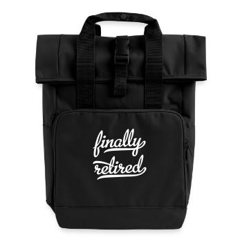 Endlich Rente - Rolltop Rucksack mit zwei Griffen - Schwarz - Vorne