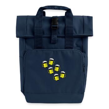 Beer Beer Mug Icon - Roll Top Backpack with Two Handles - navy - Front